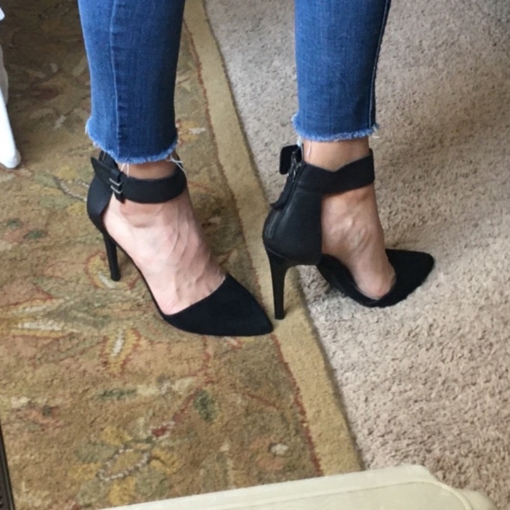 NORDSTROM Suede & Leather Ankle Strap Pumps…